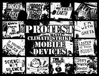 button to view the non-linear film titled Protest Climate Strike with play button on mobile devices